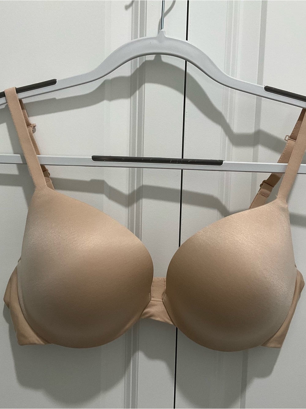 Wacoal 36D Beige Deep Plunge Padded Push-up Smooth T-Shirt Bra